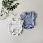 【66-90cm】ロンパース ベビー ノーカラー スクエア シンプル