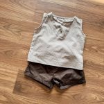 【80-150cm】セットアップorワンピース ブラウン ストライプ - 画像 (8)