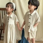 【80-150cm】セットアップ or ワンピース キッズ服 ナチュラル