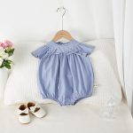 【66-100cm】ロンパース ベビー リボン付き クルーネック - 画像 (3)