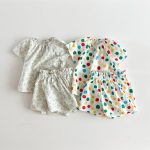 【80-130cm】セットアップ 女の子 花柄 カラードット