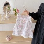 【73-100cm】ワンピース ベビー ノースリーブ チェック うさぎ - 画像 (5)