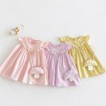 【73-120cm】ワンピース ベビー 女の子 バッグ付き フリルスリーブ - 画像 (2)