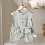 【66-90cm】オールインワン ベビー ナチュラル ポケット付き