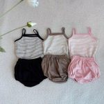 【66-90cm】セットアップ ベビー ボーダー キャミソール＆ショートパンツ - 画像 (3)