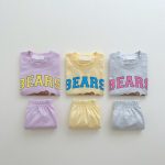 【80-130cm】セットアップ  ベビー くまロゴプリント カジュアル