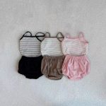 【66-90cm】セットアップ ベビー ボーダー キャミソール＆ショートパンツ