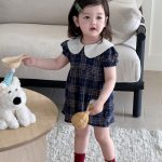 【73-100cm】ワンピース 女の子 ドールカラー ギンガム チェック柄