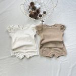 【73-100cm】セットアップ フリル袖 ワッフル - 画像 (7)