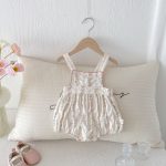 【66-90cm】サロペットロンパース ベビー ガーリー フラワー柄 - 画像 (3)