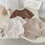 【66-90cm】ロンパース ワッフル ポケット付き 無地 - 画像 (17)