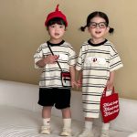【80-150cm】セットアップorワンピース ペット柄 ボーダー - 画像 (3)