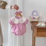 【66-120cm】ロンパース or ワンピース ベビー 女の子 レース 刺繍襟 - 画像 (2)