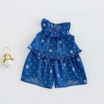 【73-120cm】セットアップ ベビー 女の子 ドット デニム - 画像 (5)