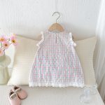 【73-100cm】ワンピース ベビー ノースリーブ チェック うさぎ - 画像 (9)