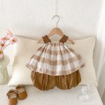 【73-100cm】セットアップ ベビー キャミチェックトップス&バルーンパンツ - 画像 (6)