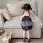 【66-90cm】ロンパースワンピース ベビー キャミ蝶結び - 画像 (6)