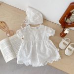 【66-90cm】ロンパース ベビー レース 刺繍 プリンセス 帽子付き - 画像 (7)