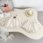 【73-120cm】セットアップ ベビー 女の子 ふわふわ ドット トップス＆ブルマ - 画像 (4)