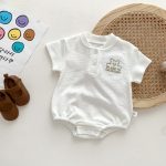 【66-90cm】ロンパース ベビー くま柄 リブラウンドネック - 画像 (4)