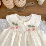 【73-120cm】ワンピース ベビー 女の子 チェリー フラワー刺繡 - 画像 (8)