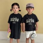 【80-150cm】Ｔシャツorワンピース オシャレ 英字 お揃いコーデ - 画像 (3)