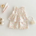 【73-120cm】セットアップ ベビー 女の子 ハート ノースリーブ - 画像 (4)