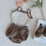 【66-90cm】セットアップ ベビー ボーダー キャミソール＆ショートパンツ - 画像 (5)