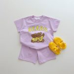 【80-130cm】セットアップ  ベビー くまロゴプリント カジュアル - 画像 (5)