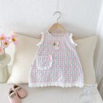 【73-100cm】ワンピース ベビー ノースリーブ チェック うさぎ - 画像 (4)