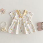 【73-120cm】ワンピース ベビー アヒル柄 セーラー - 画像 (4)