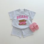 【80-130cm】セットアップ  ベビー くまロゴプリント カジュアル - 画像 (4)