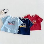 【73-120cm】半袖Ｔシャツorショートパンツ ベビー  Vネックロゴ ボーダー - 画像 (3)