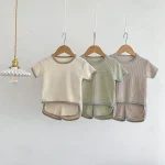 【66-100cm】セットアップ ベビー ノーカラーワッフル シンプル - 画像 (10)
