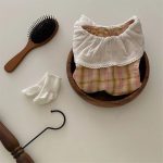 【66-90cm】ロンパース ベビー チェック フラワーラッフルカラー - 画像 (5)