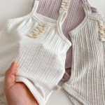 【66-90cm】キャミロンパース ベビー レース ダブルボタン - 画像 (14)