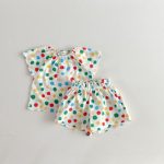 【80-130cm】セットアップ 女の子 花柄 カラードット - 画像 (5)