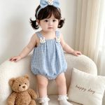 【66-90cm】ロンパース ウサギ チェック ベビー服 - 画像 (4)
