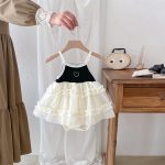 【66-90cm】ワンピース風ロンパース ブラック ハート - 画像 (4)