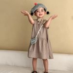 【80-150cm】セットアップorワンピース ブラウン ストライプ - 画像 (6)