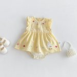 【66-90cm】ロンパース アヒル チェック 可愛い ベビー服