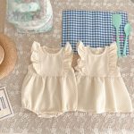 【66-100cm】ロンパースorワンピース フリル クリーム 姉妹服 - 画像 (6)