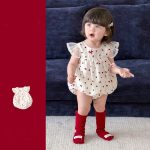 【66-90cm】ロンパース レッド ドット フリル - 画像 (2)