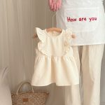 【66-100cm】ロンパースorワンピース フリル クリーム 姉妹服 - 画像 (4)