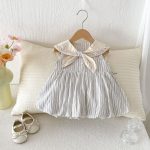 【73-110cm】ワンピース ベビー ストライプ セーラー - 画像 (5)