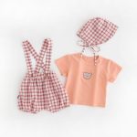 【66-90cm】セットアップ チェックサロペット＆シャツ＆帽子 - 画像 (5)