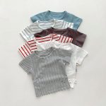 【73-100cm】半袖Tシャツ 肌触り 優しい 無地ORボーダー柄 - 画像 (4)
