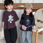 【80-140cm】半袖Tシャツ ねこ柄プリント ビッグシルエット - 画像 (3)