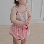 【66-90cm】セットアップ ベビー ボーダー キャミソール＆ショートパンツ - 画像 (9)
