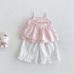 【73-100cm】セットアップ スウィート 蝶結び キャミトップス 無地 - 画像 (2)